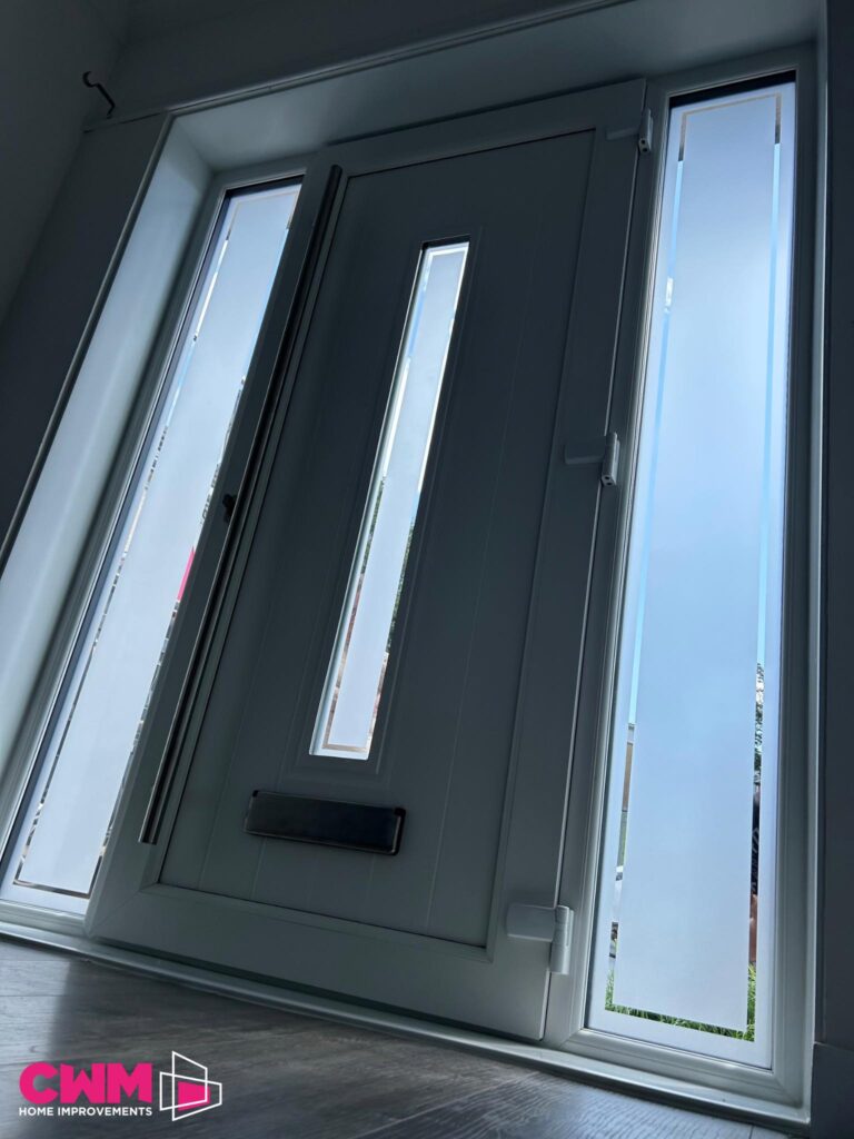 PVC door bespoke glass white panels